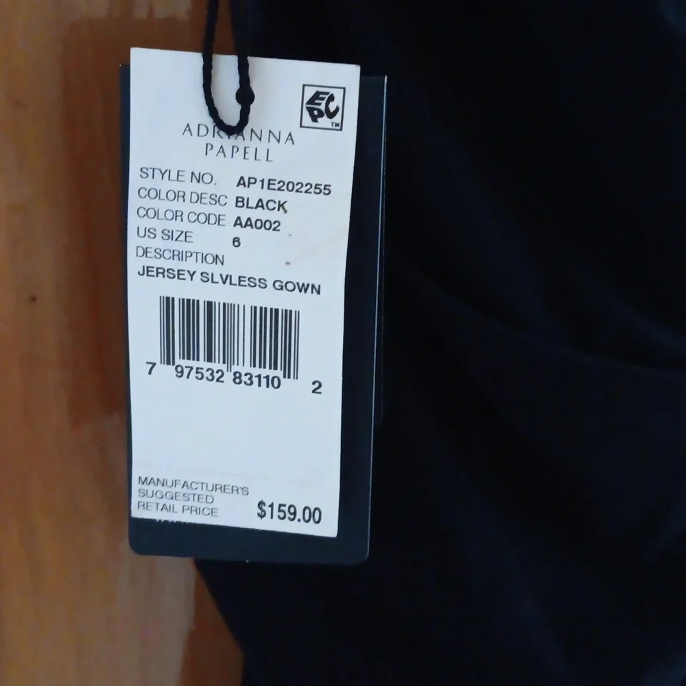 Adrianna Papell Black Sleeveless Evening Gown Size 6 NWT - Picture 8 of 8